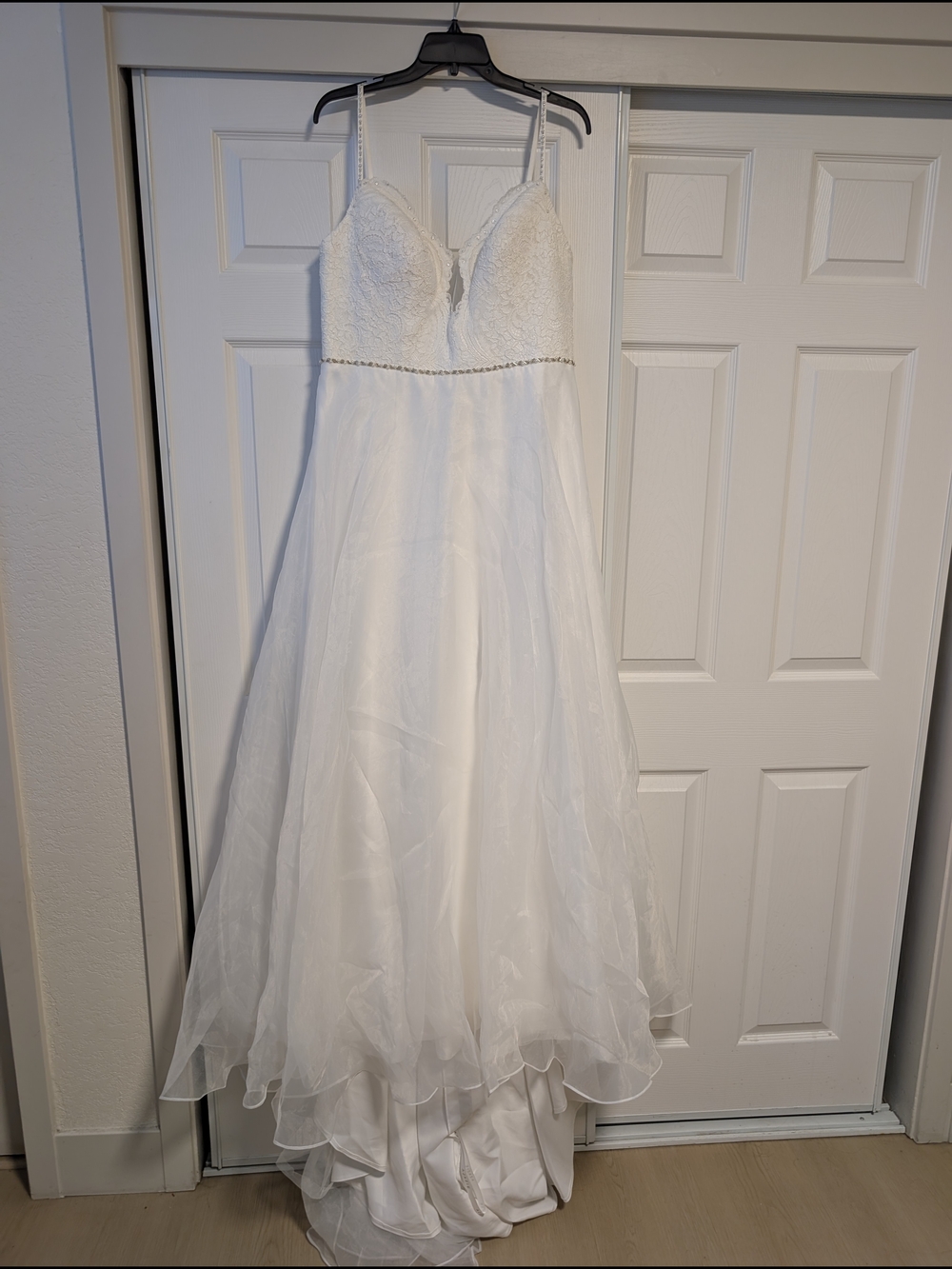 Azazie White Bridal Gown with Lace Trim